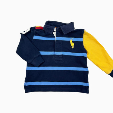 Chandail style polo 'colorblock' à rayures marine, bleu 12M