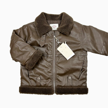 Manteau en simili-cuir marron 100CM 3-4Y fit grand