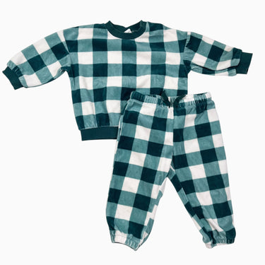 Ensemble à carreaux en velours 6-9M