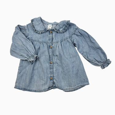Tunique 'blouse' à col claudine en coton chambray 12-18M