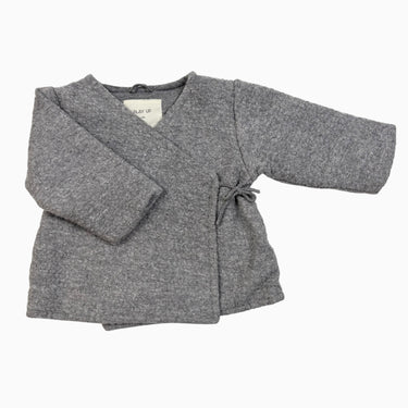 Manteau kimono gris en laine et coton 12M
