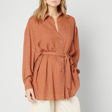 Bouse mocha mousse 'Azulay' ceinturée en lyocell pour femmes M-L