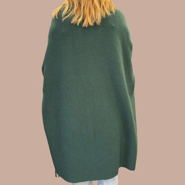 Cape verte en tricot de laine et poly pour femmes OS