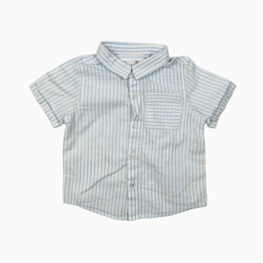 Chemise blanche rayée bleu ciel 3-6M