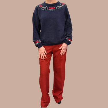 Pantalon rouge cardinal vintage en laine et poly pour femmes 10US