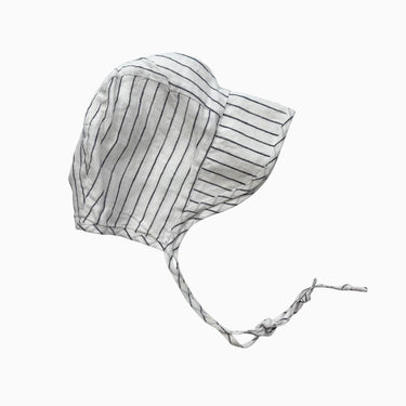 Chapeau soleil blanc à rayures en lin et coton 12-18M