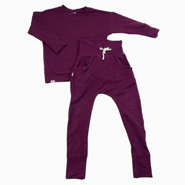 Ensemble lie de vin en tencel, coton et spandex 3-5Y