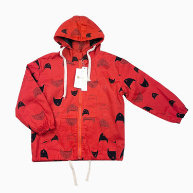 Manteau rouge en coton chat 8-9Y