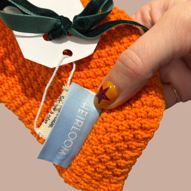 Foulard orange en tricot de laine mérinos pour femmes OS