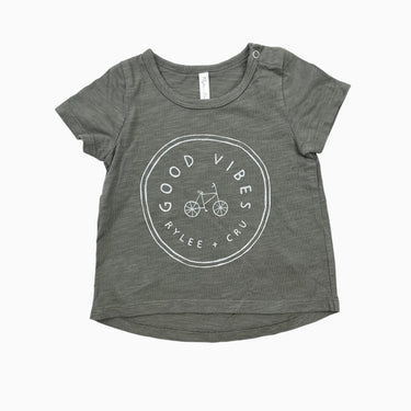 T-shirt vert sapin 'Good Vibes' 3-6M