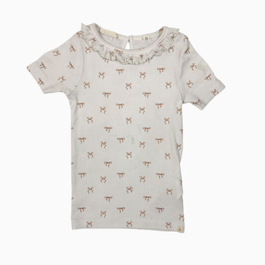 T-shirt blanc 'noeuds' cotelé 3-4Y