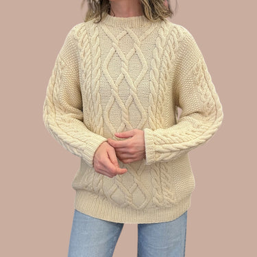 Pull oversized vanille en tricot torsadé pour femmes M-XL