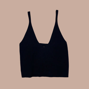 Camisole cropped noir côtelée pour femmes M