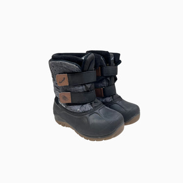 Bottes d'hiver noires et grises à velcro 11US