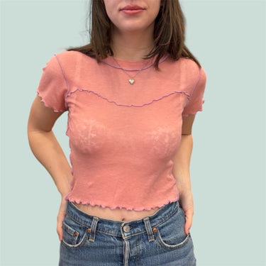 T-shirt rose avec détails lilas pour femmes S