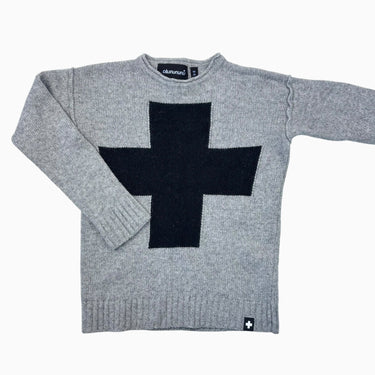 Pull gris en tricot de laine, viscose, polyamide et cachemire 6-8Y