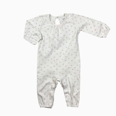 Combi crème à imprimé pois roses en coton bio 6-12M