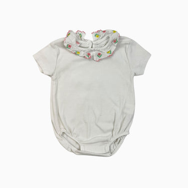 Cache-couche à col blanc avec fleurs brodées 6-9M