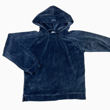 Pull à capuchon marine en velours 10Y