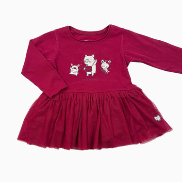 Robe rouge avec volant en tulle 9-12M