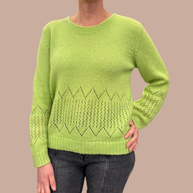 Pull vintage vert lime en tricot de laine mohair et acrylique pour femmes M