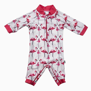 Maillot combi rose 'flamants roses' 0-6M