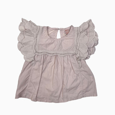 Blouse taupe-mauve en lin et rayonne 2-3Y