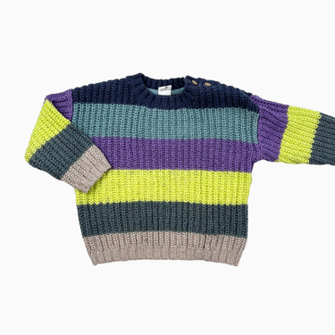 Pull à rayures colorées en tricot chenille 9-12M