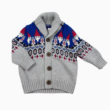 Cardigan gris 'lutins' en tricot de coton 3-6M