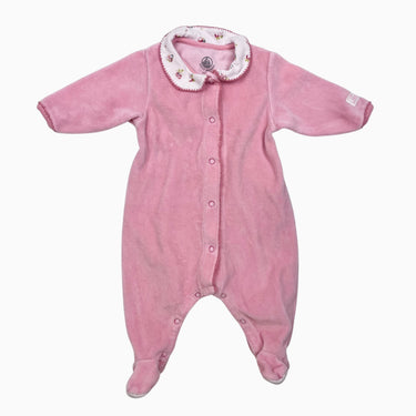 Pyjama rose bubblegum en velours avec col à imprimé floral 1M