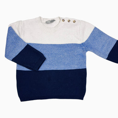 Pull vanille et bleu en tricot de coton 36M