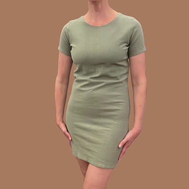 Robe verte sauge en coton bio et spandex pour femmes XS