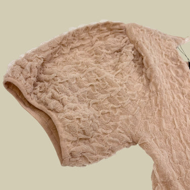 Blouse rose-ballet en poly avec fil doré scintillant pour femmes S