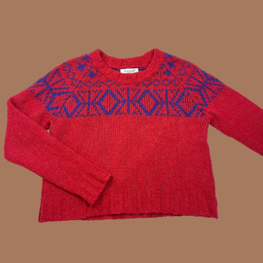 Pull rouge en tricot d'alpaga, acrylique et nylon pour femmes M