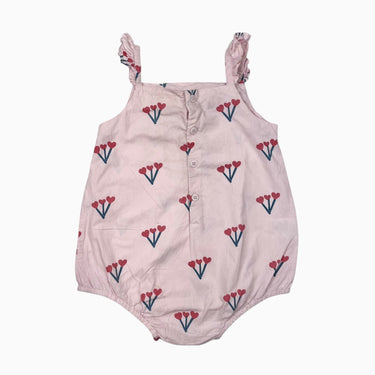 Barboteuse rose pâle fleur-coeur 1.5Y