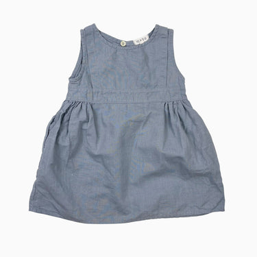 Robe bleu ciel en lin et coton fait aux É-U 2-3Y