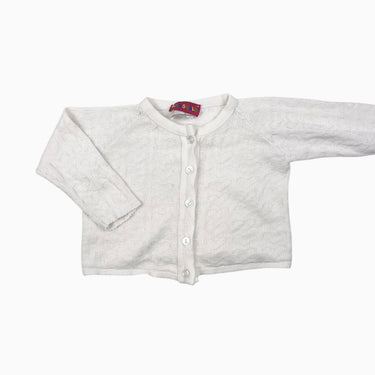 Cardigan 'coeurs' blanc en tricot vintage 18M