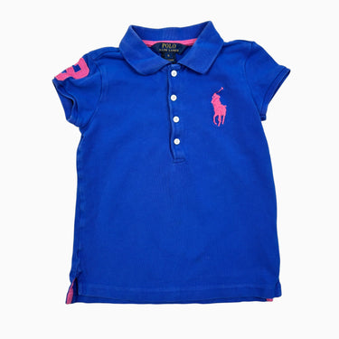 Polo bleu avec logo emblématique en coton piqué 6Y