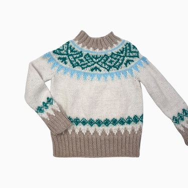 Pull vanille 'fairisle' en tricot d'alpaga 2-3Y