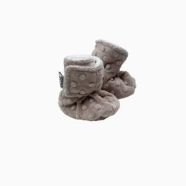 Chaussons en polar beige à velcro 0-3M