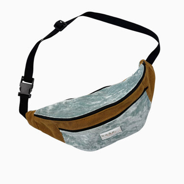 Sac banane en velours vert seafoam et noisette pour adulte 45cm x 19cm x 11cm (XL)