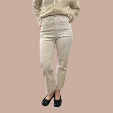 Jeans 'vintage white' en coton extensible pour femmes 26US