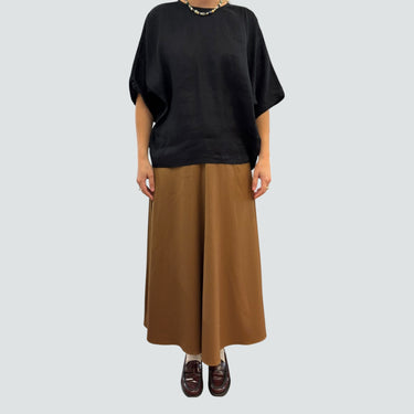 Blouse noire 'oversized' pour femmes en chanvre et viscose S