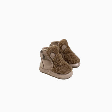 Bottines en cuir et sherpa marron 0-6M
