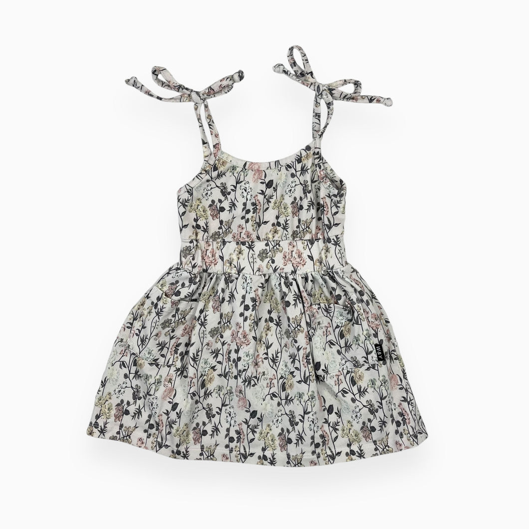 Robe crème en coton et spandex à motif floral 6M