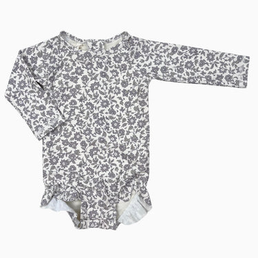 Maillot style rashie crème à fleurs lilas-grises 3-6M