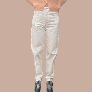 Jeans blanc taille haute en coton pour femmes 36EU