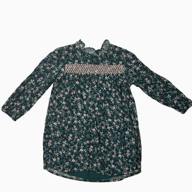 Robe teal en viscose avec smock 3Y