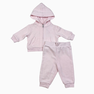 Ensemble veste à capuchon et jogger rose 6M