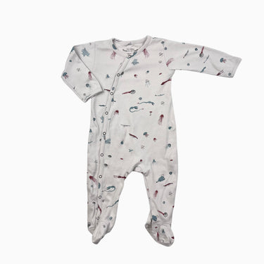 Pyjama greige en coton bio pima 'animaux marins' 3-6M